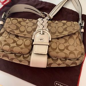 LEATHER SOHO BUCKLE FLAP SHOULDER COACH PURSE